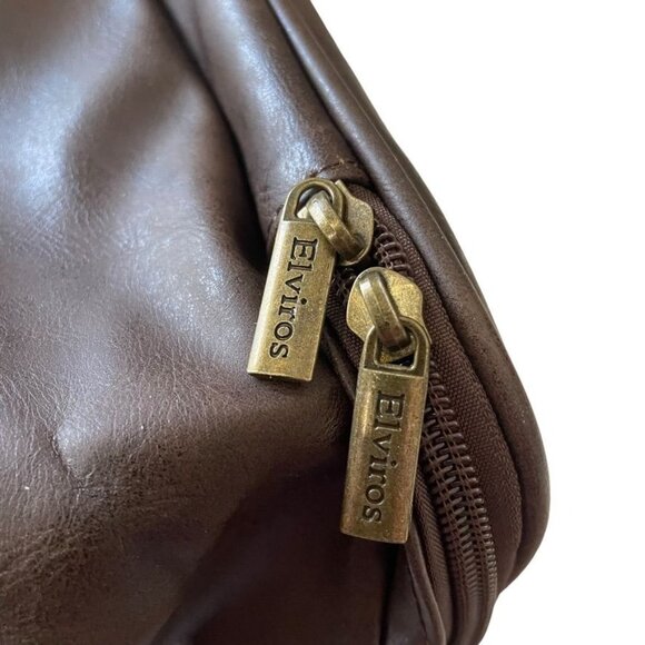 Elviros PU Leather Travel Toiletry Bag Multi-Compartment Zipper Closure Grooming - Picture 9 of 10